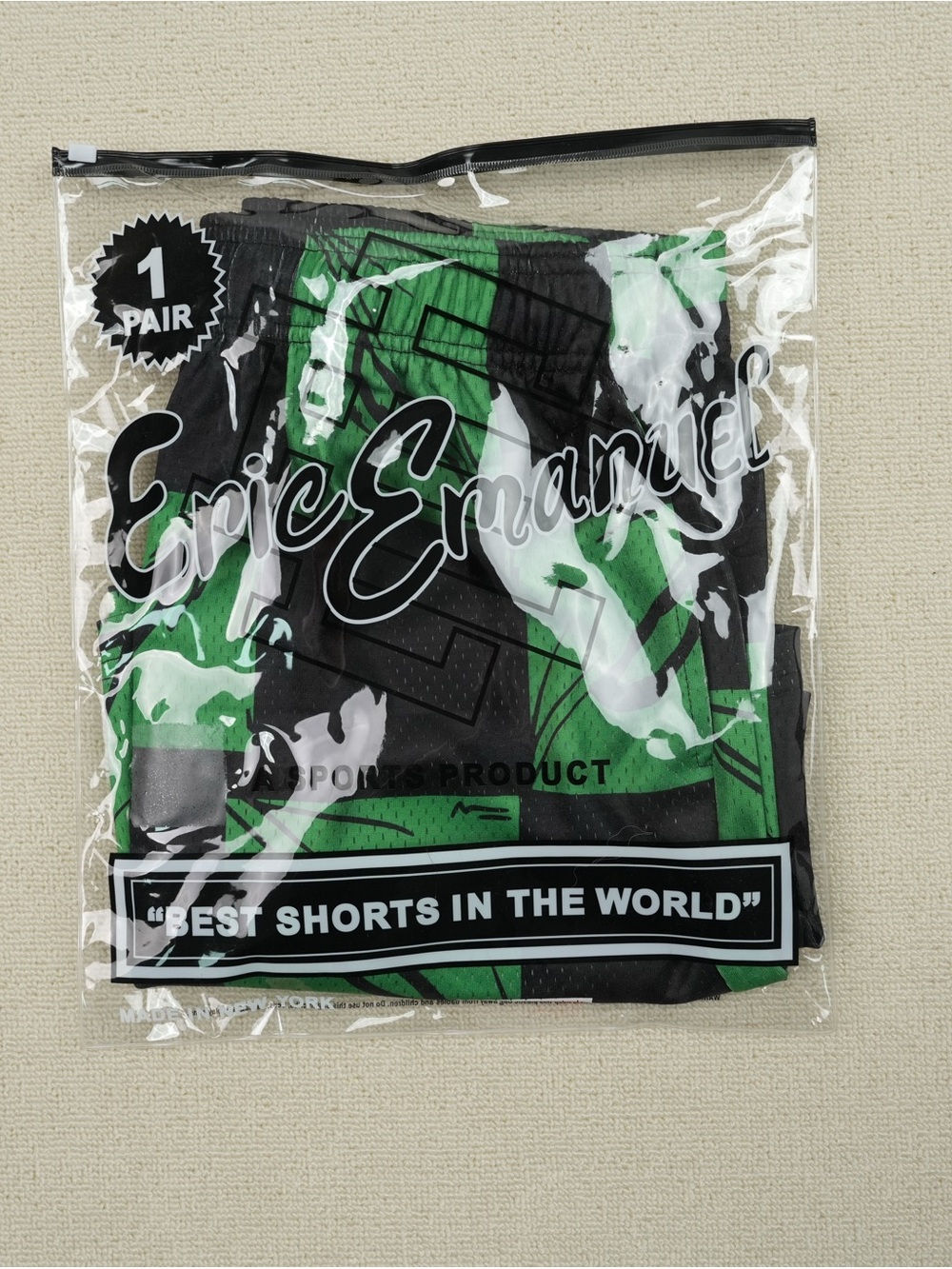 Eric Emanuel Matty Boy Green and Black Checkered Athletic Shorts - Picture 4 of 4